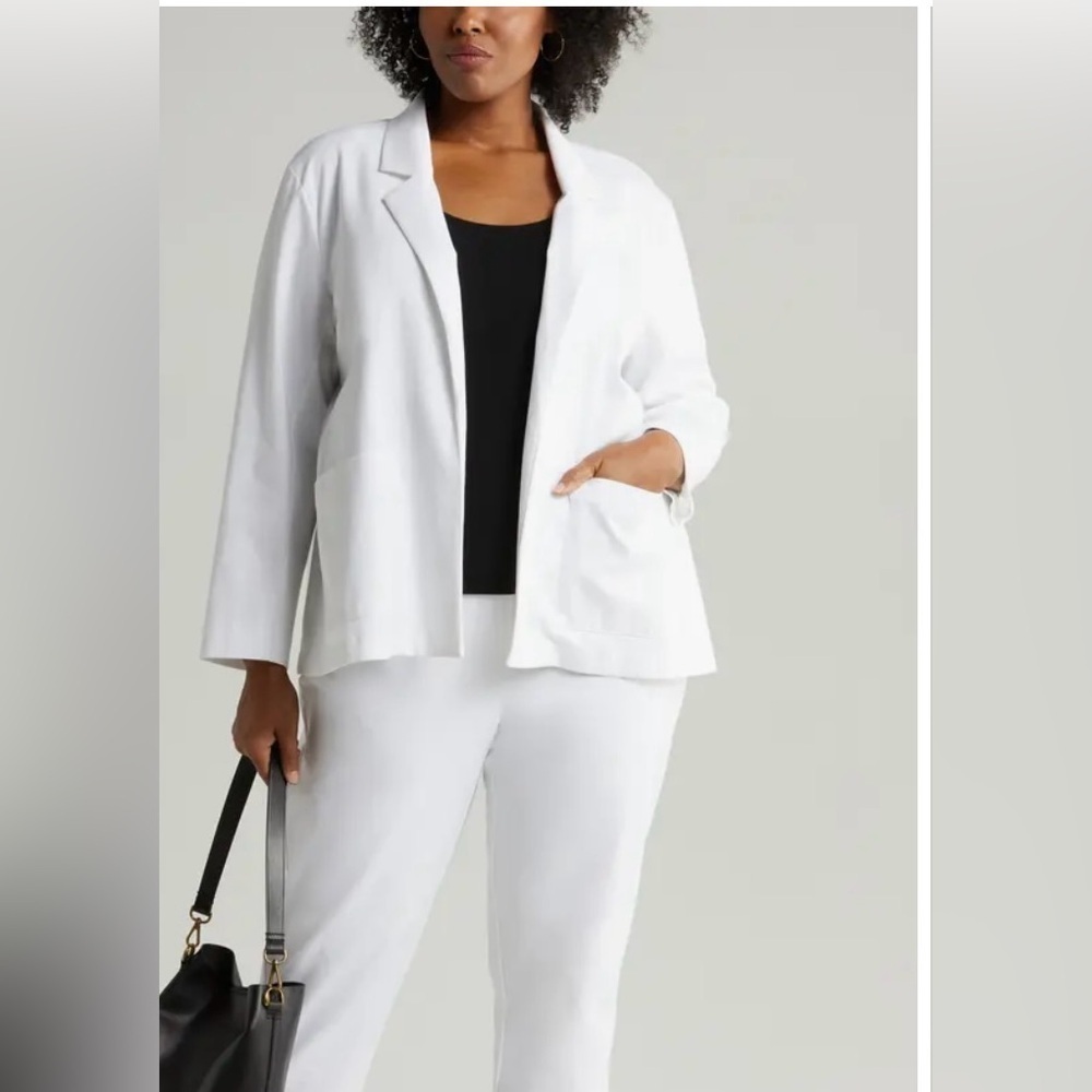 Eileen Fisher White Blazer 2x Organic Women’s Plus Size Cotton Casual